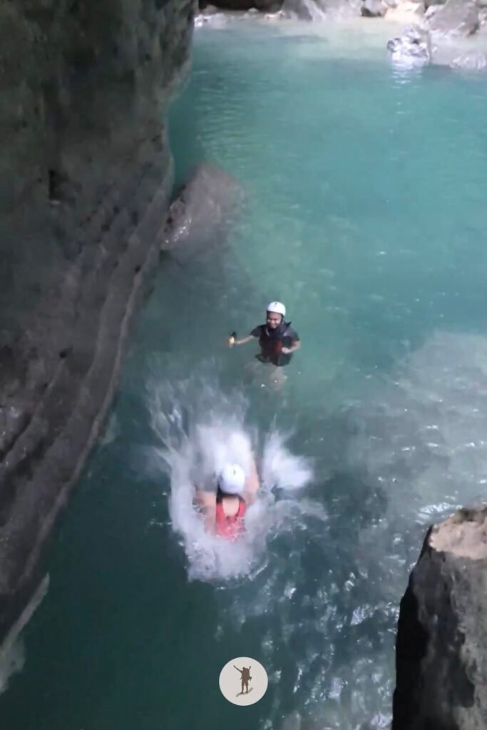Part 4, 4-meter cliff jump while canyoneering in Kawasan Falls, Cebu, Philippines