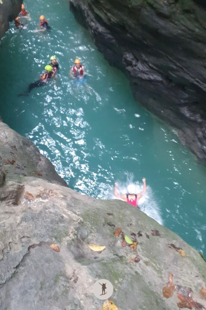 Part 4, 7-meter cliff jump while canyoneering in Kawasan Falls, Cebu, Philippines