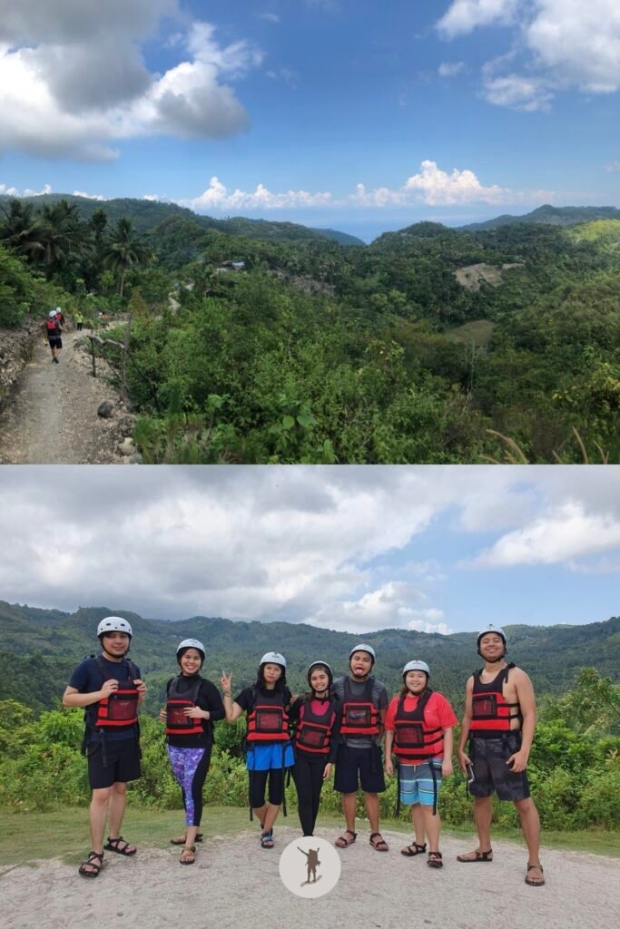 Pictures of us before entering the trail, clear skies which turned cloudy as it approaches midday in Kawasan Falls canyoneering, Cebu, Philippines