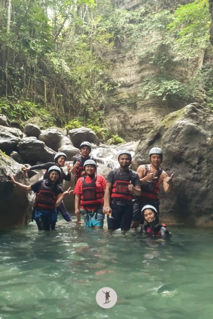 The photo of our group on a tour in Kawasan Falls Canyoneering, Cebu, Philippines