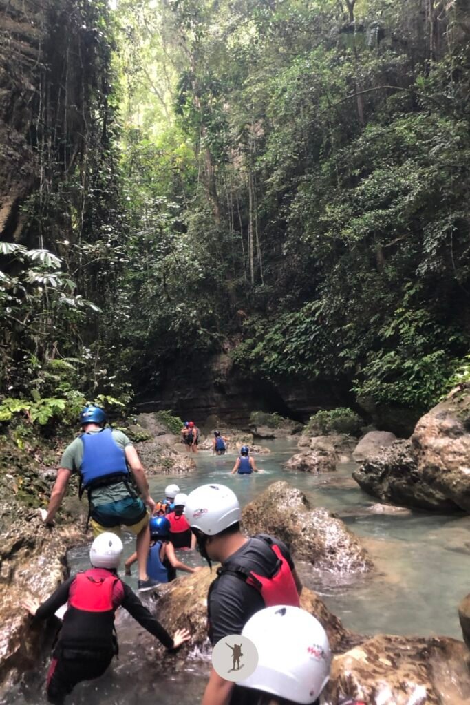 The refreshing jungle scene you’ll see as you explore the canyon to Kawasan Falls, Cebu, Philippines