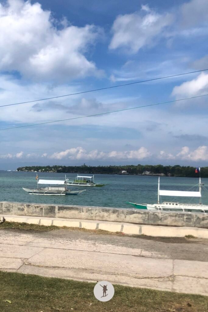 The view of the sea on the way to the docks for snorkeling and diving in Moalboal, Cebu, Philippines