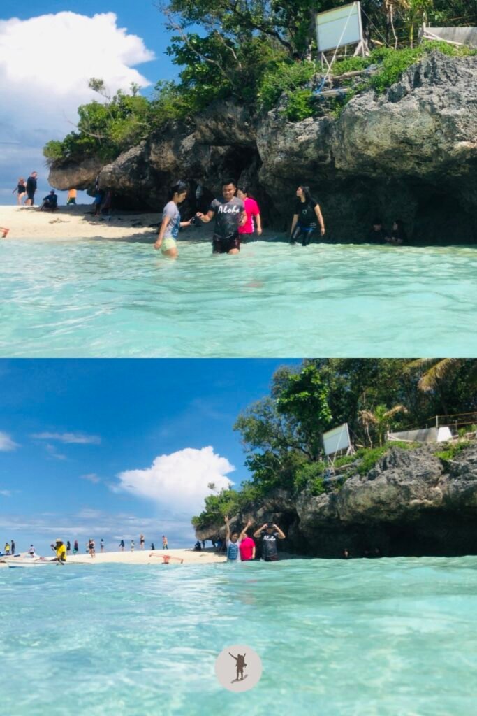 Our Beautiful Experience Visiting Sumilon Island After Whale Shark Watching in Oslob 30 My friends just getting into the water of Sumilon Island, Oslob, Cebu, Philippines