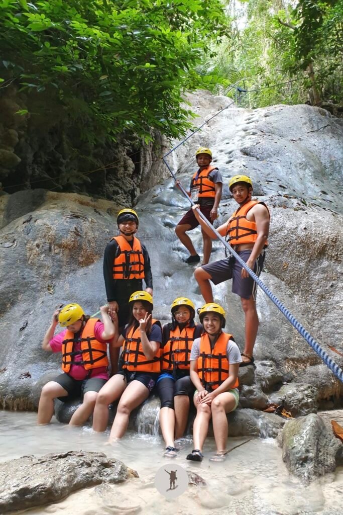 The photo of our group before we took the first inclined rock climb using a rope in Aguinid Falls, Cebu, Philippines
