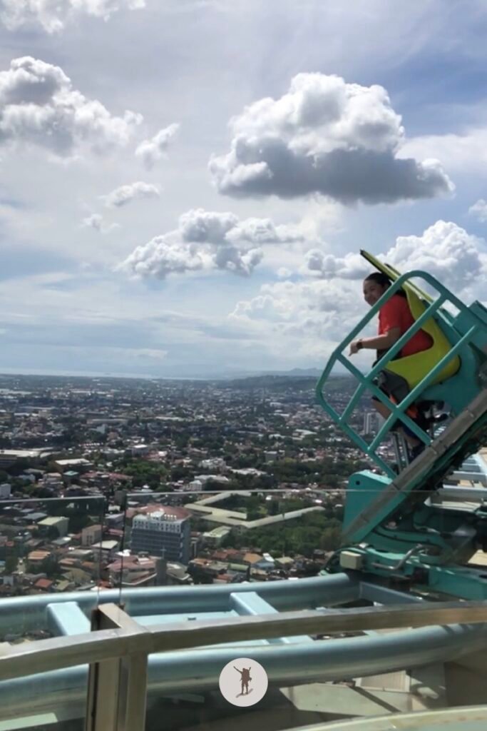 Why I Skipped the Activities in Sky Experience Adventure in Crown Regency Hotel in Cebu 10 Part 3, a photo of my friend I took as she tried the Edge Coaster of Sky Experience Adventure, Cebu City, Cebu, Philippines