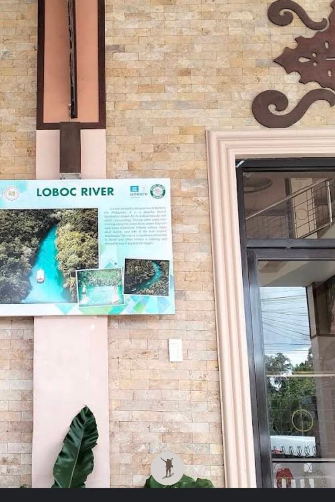 Info board about Loboc River at the entrance of the Tourism Complex, Bohol, Philippines