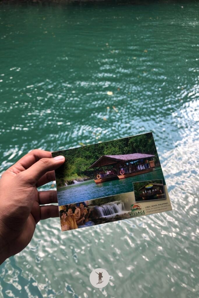 Me holding our floating restaurant in Loboc River Cruise, Bohol, Philippines