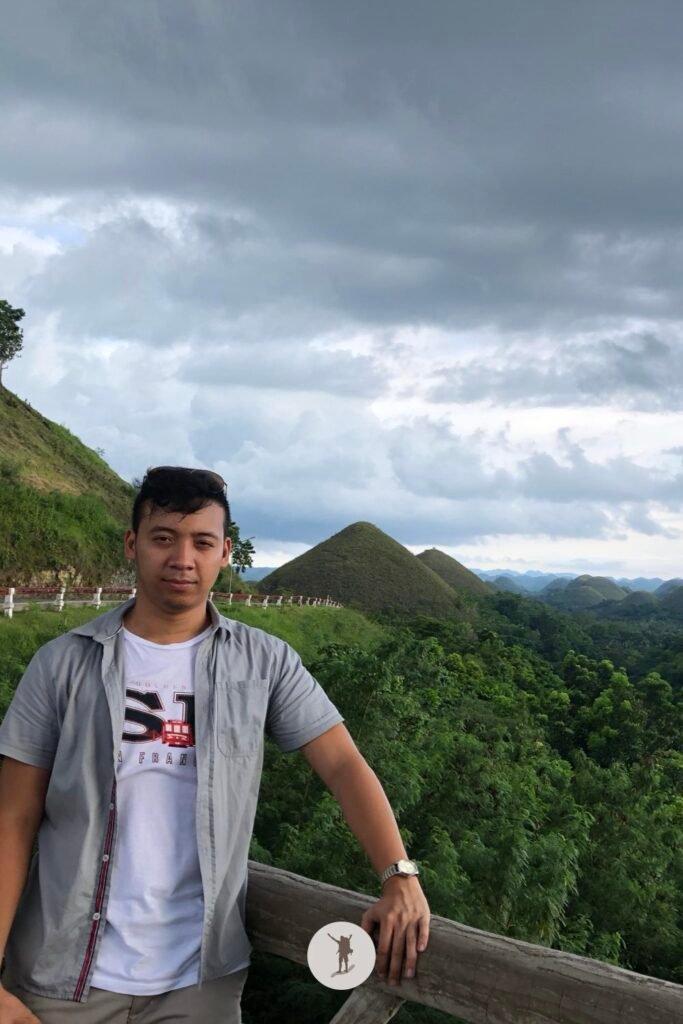 Me standing at a lower platform to see the Chocolate Hills, Bohol, Philippines