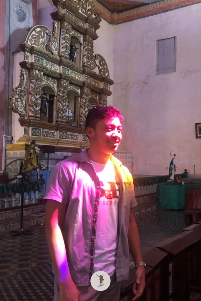 My picture depicting the bright light inside Baclayon Church making me glow, Bohol, Philippines
