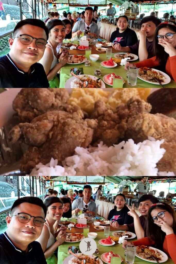 Our group eating lunch in the Village Floating Restaurant in Loboc River Cruise, Bohol, Philippines