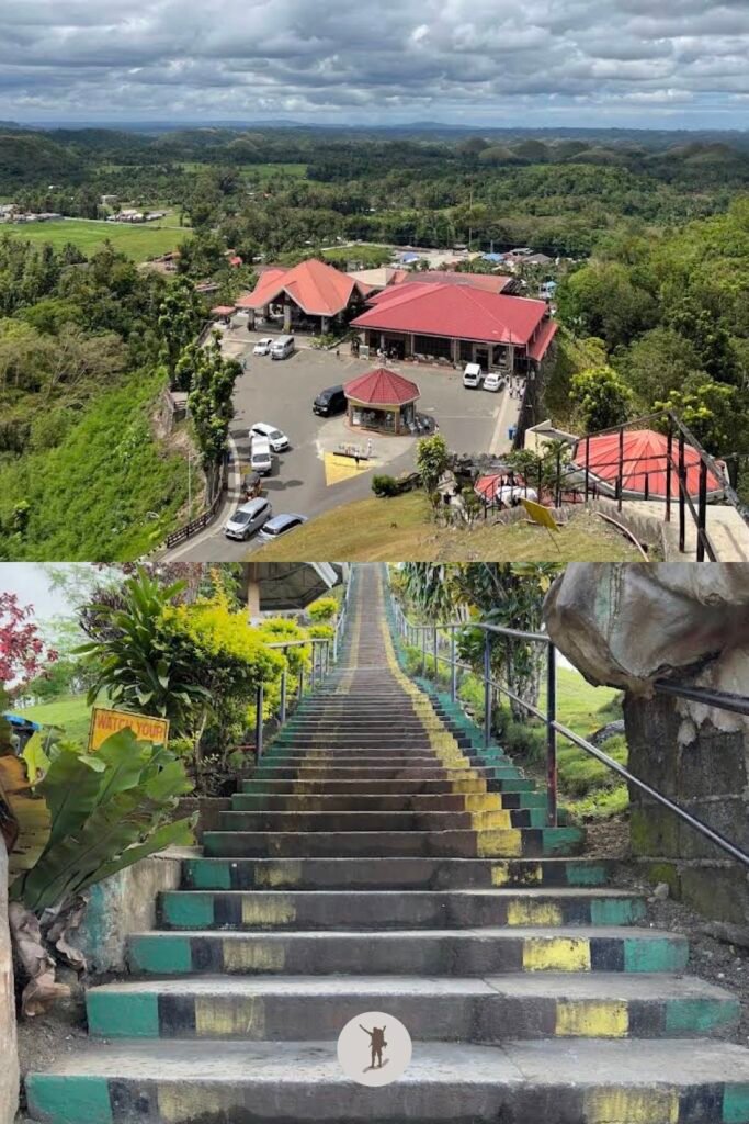 The Chocolate Hills Complex visitor area and the 200-step staircase in Carmen, Bohol, Philippines